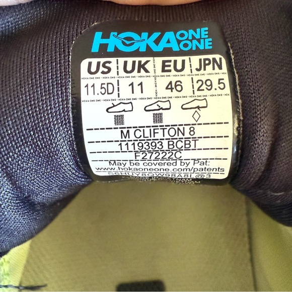 Hoka One Clifton 8 Athletic Shoes Size 11.5 - Picture 6 of 6